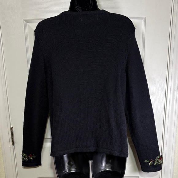 Vintage Tiara International Black Cardigan with Cardinal Embroidery Size Small - Picture 9 of 15